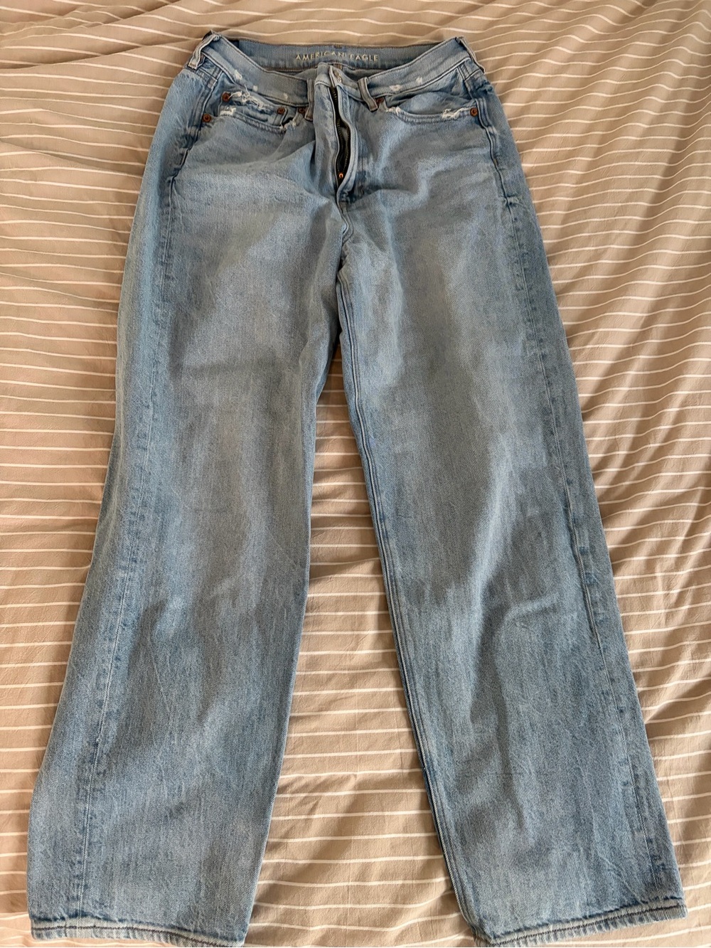 Light Blue Jeans Straight Leg Jean - High Waisted